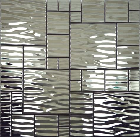 Silver metal mosaic stainless steel kitchen wall tile backsplash ...