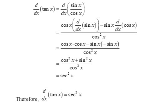 Derivative of tanx - using Chain Rule and Quotient Rule