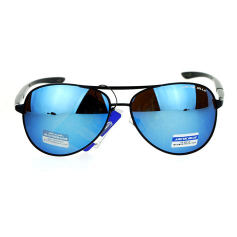 SA106 Mens Arctic Blue Mirror Lens Sport Metal Aviator Sunglasses