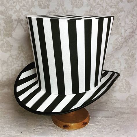 Striped Hat, Undecorated Top Hat, Black and White Hat, Full Size Top ...