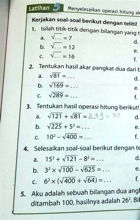 SOLVED: tolong kasih tau cara.nya juga... Latihan Menyelesaikan operasi ...