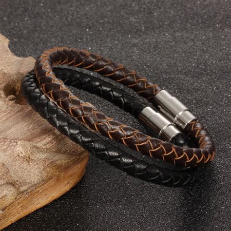 Fate Love Mens Bracelet Brown Black Braided Leather Bracelets for Men ...