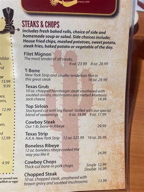 Online Menu of Texas Corral Restaurant, Stevensville, Michigan, 49127 ...