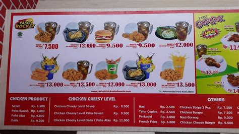 Menu at Rocket Chicken Gajahan restaurant, Surakarta