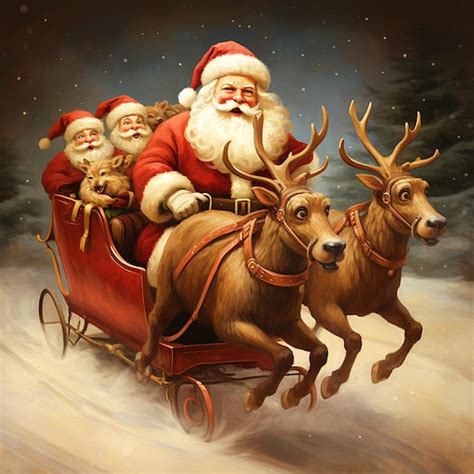 Premium AI Image | Santa Claus in sleigh with reindeers