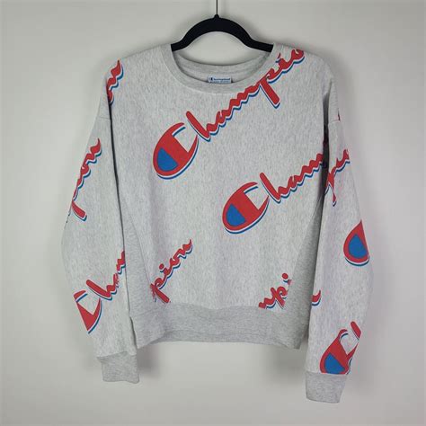 Champion Reverse Weave Drop Shadow Spellout Crew Neck… - Gem