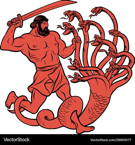 Lernaean hydra 12 labours hercules heracles Vector Image