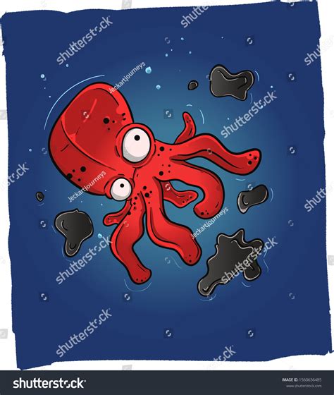 Illustration Vector Funny Kraken Monster Suitable Stock Vector (Royalty ...