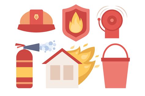 Fire fighting equipment set. Fire protection icons. Fire safety ...