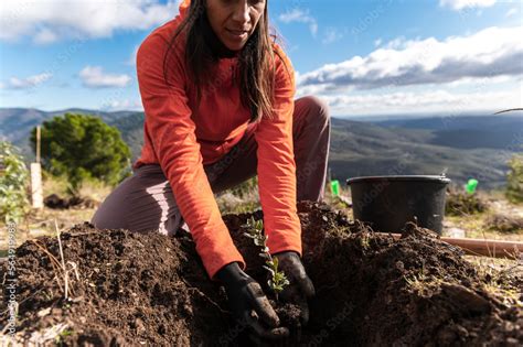 Climate change activist planting trees Stock Photo | Adobe Stock