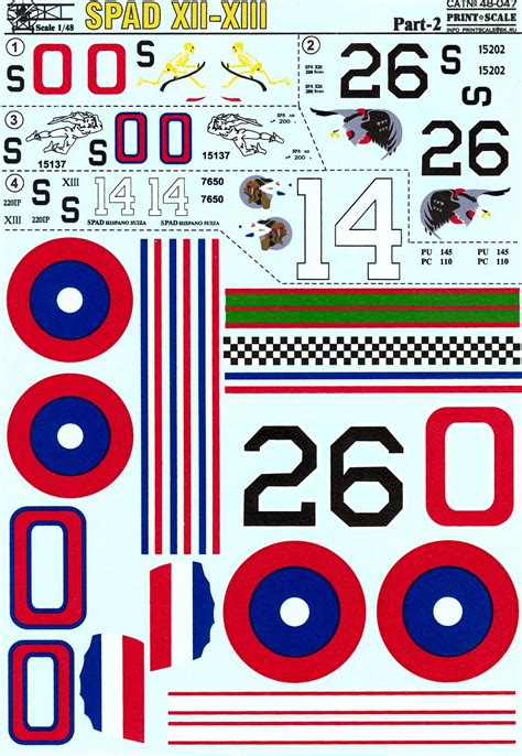 Print Scale Decals 1/48 SPAD XII & SPAD XIII American WWI Fighters | eBay