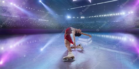 Premium Photo | Figure skating girl in ice arena