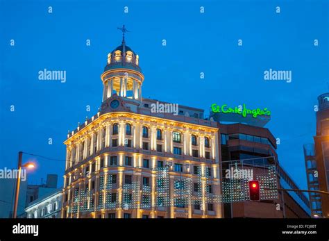 Gran Via, night view. Madrid, Spain Stock Photo - Alamy