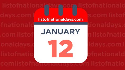 JANUARY 12TH: National Holidays,Observances & Famous Birthdays