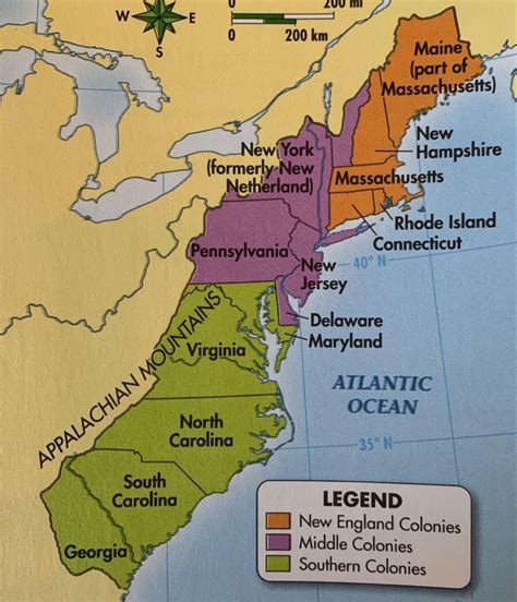 Map of the 13 Colonies