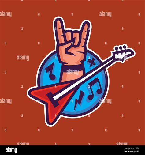 Symbol of rock'n'roll. Concept art of rock music in cartoon style Stock ...