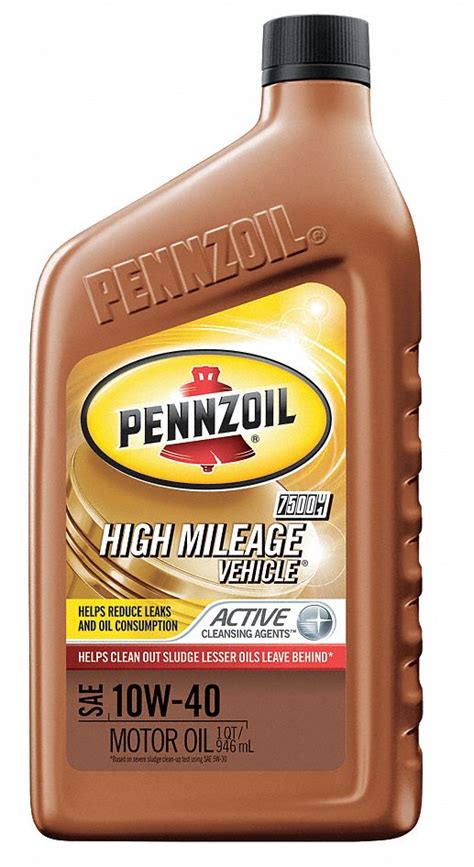 PENNZOIL Conventional Engine Oil, 1 qt Bottle, SAE Grade: 10W-40, Amber ...