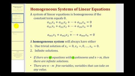 Homogeneous Systems of Linear Equations - YouTube