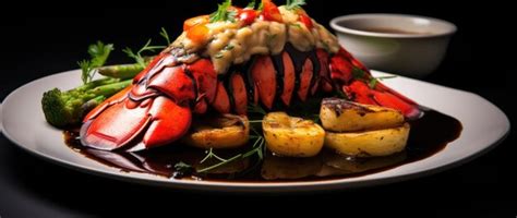 Premium AI Image | Lobster steak and vegetables with sauce