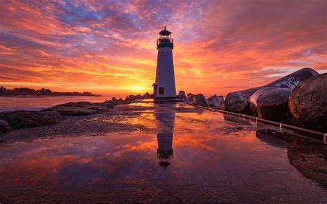 1920x1200 Lighthouse At Sunsrise 1200P Wallpaper, HD Nature 4K ...