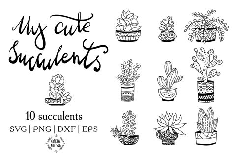 Cactus Svg Bundle Succulent Svg Cactus Cut File Cacti Silhouette | The ...