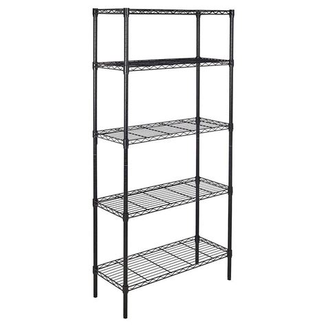 Black 5-Tier Adjustable Metal Garage Storage Shelving Unit (36 in. W x ...