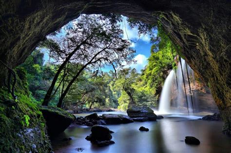 Haew Suwat Waterfall, Khao Yai National Park, Thailand. | Waterfall ...