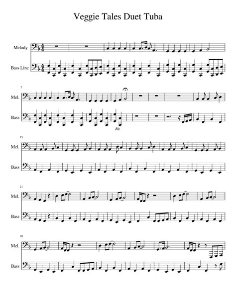 Veggie Tales Duet Tuba sheet music for Tuba download free in PDF or MIDI