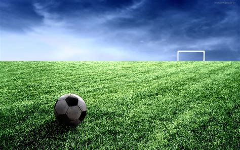 Download Soccer Ball And Goal Post On Football Field Wallpaper ...