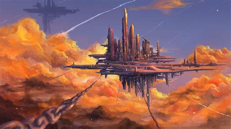 Futuristic Floating City Concept Art