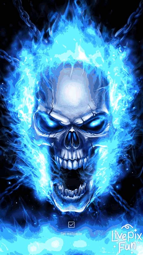 Blue fire skull live wallpaper💀 | Skull wallpaper, Skull artwork, Ghost ...