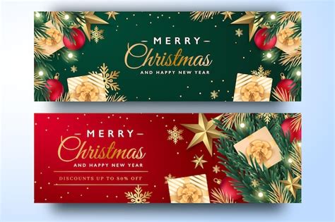 Free Vector | Christmas sale banner pack