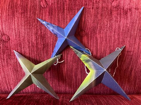 Set of Three Folded Paper Star Ornaments by Ida Northern - Etsy