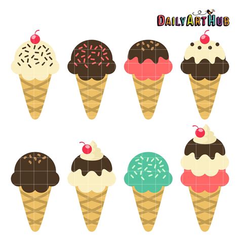 Ice Cream Cones Clip Art Set – Daily Art Hub // Graphics, Alphabets & SVG