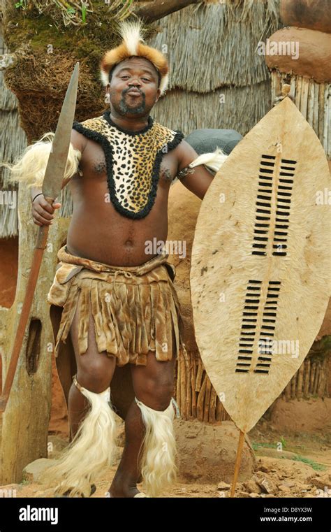 African Man In Traditional Dress At Lesedi Cultural Village Stock Photo ...