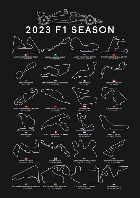 2023 F1 Season Calendar Poster | Formule 1 auto, Formule 1 voiture ...