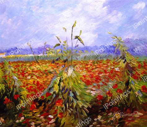 A Field With Poppies Painting by Vincent Van Gogh Reproduction ...