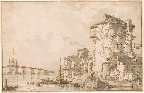 Canaletto | Capriccio with a Round Tower and Ruins by the Lagoon ...