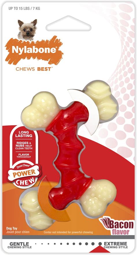 Nylabone DuraChew Double Bone Bacon Flavor Dog Toy, X-Small - Chewy.com