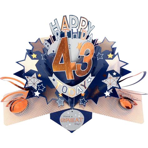 Happy 43rd Birthday Pop Up Card - Male | Shop Today. Get it Tomorrow ...