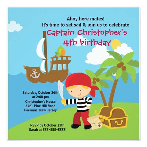 Pirate Ahoy Mates Birthday Party Invitation Boy | Zazzle | Birthday ...