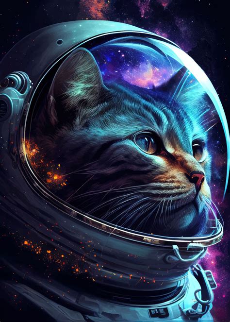 'Astronaut Space Cat' Poster, picture, metal print, paint by Neo Design ...