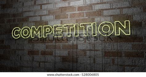 Competition Glowing Neon Sign On Stonework Stock Illustration 528006805 ...