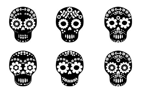 Sugar Skull Clipart Black And White - aku-pk