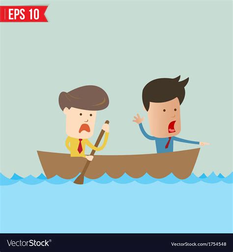 Cartoon business man rowing a boat Royalty Free Vector Image