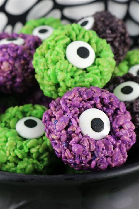 Monster Eye Balls Rice Krispie Bites - Two Sisters