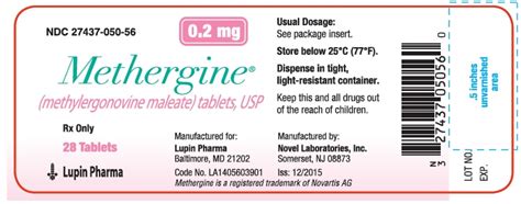 Methergine® (methylergonovine maleate) tablets, USP Rx Only