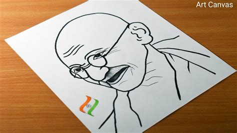 Mahatma Gandhi Drawing With Pencil Sketch Step by Step / lndependence ...