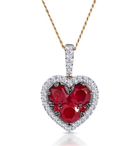 0.80ct Ruby Asteria Diamond Heart Pendant Necklace in 18K Gold