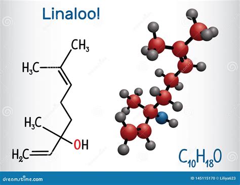 Linalool Molecule. Structural Chemical Formula And Molecule Model ...